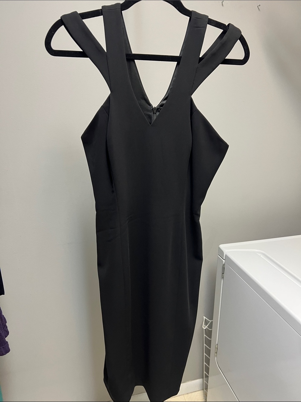 Jay Godfrey Classic Black V-Neck Sleeveless Midi Dress